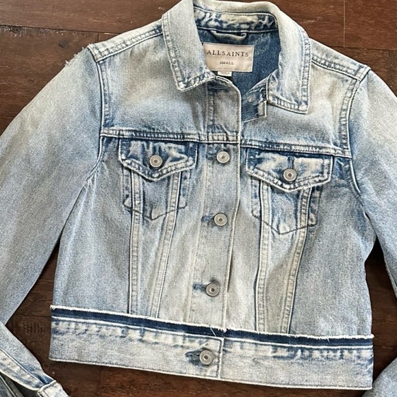 ALLSAINTS Hay Distressed Denim Jacket Blue Small EUC - Picture 6 of 15